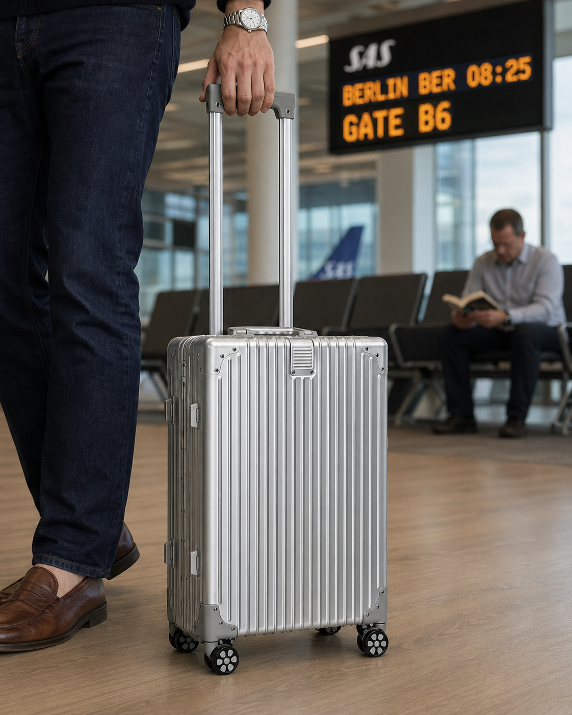 Alpine Classic Kabine 20" ved boarding-gate i Kastrup terminal 3